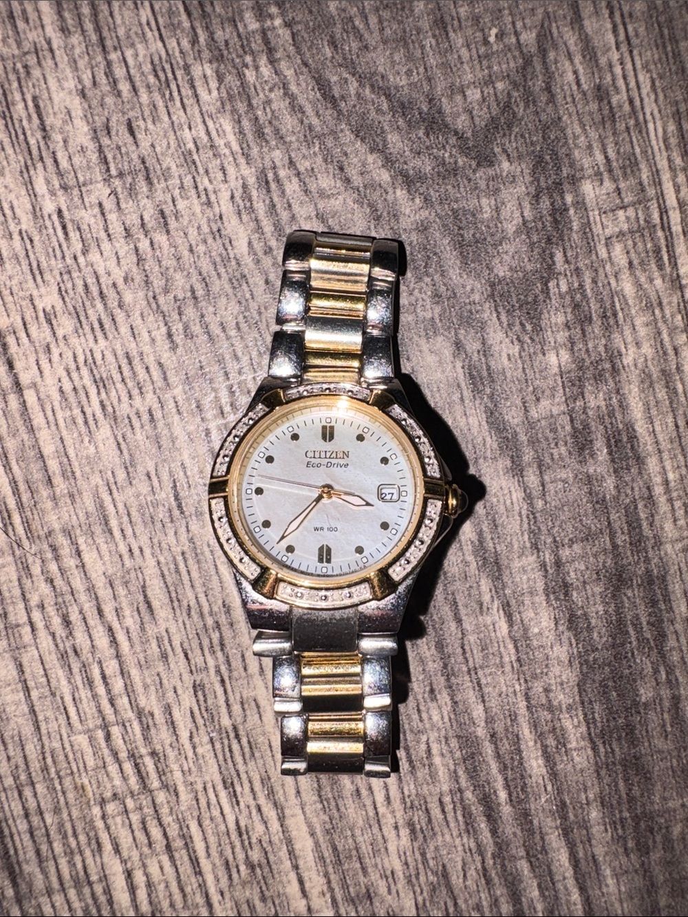 Citizen Two-Tone Silver and Gold Ladies Watch with White Dial